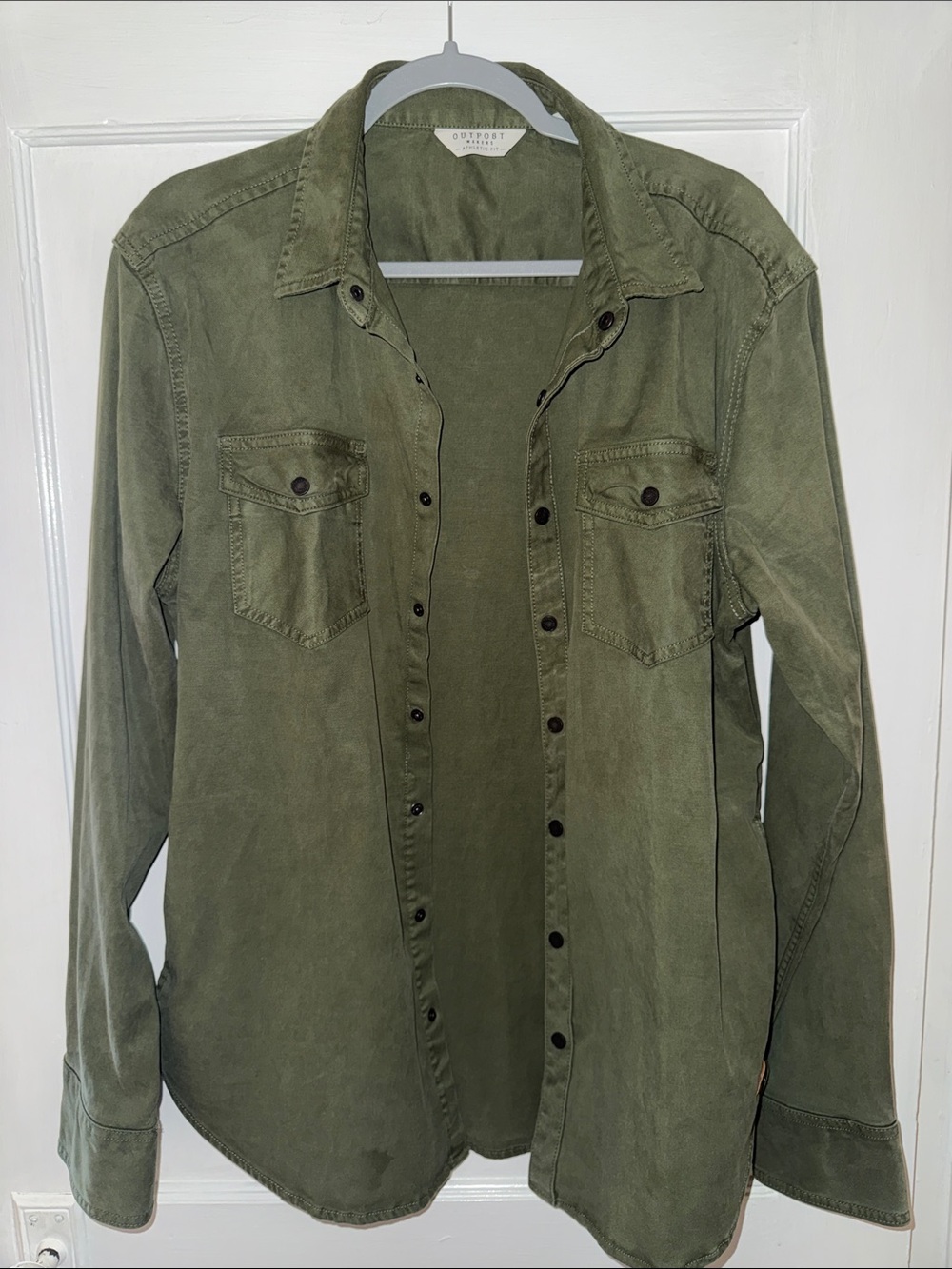 Men's Olive Green Button-Front Jacket Shirt